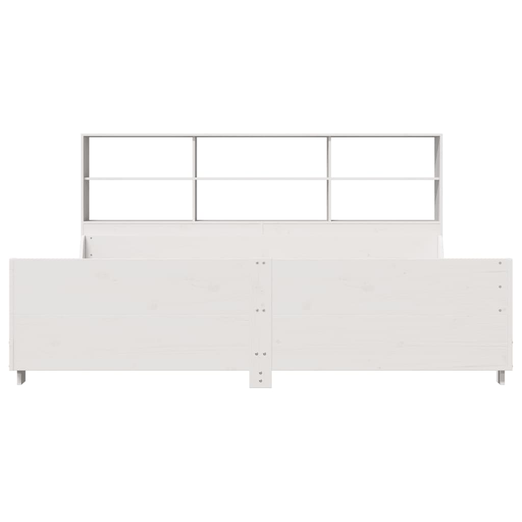 Krevet s regalom za knjige bez madraca bijeli 180x200cm od drva