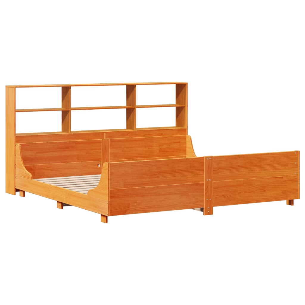 Krevet s regalom za knjige bez madraca 180x200 cm masivno drvo
