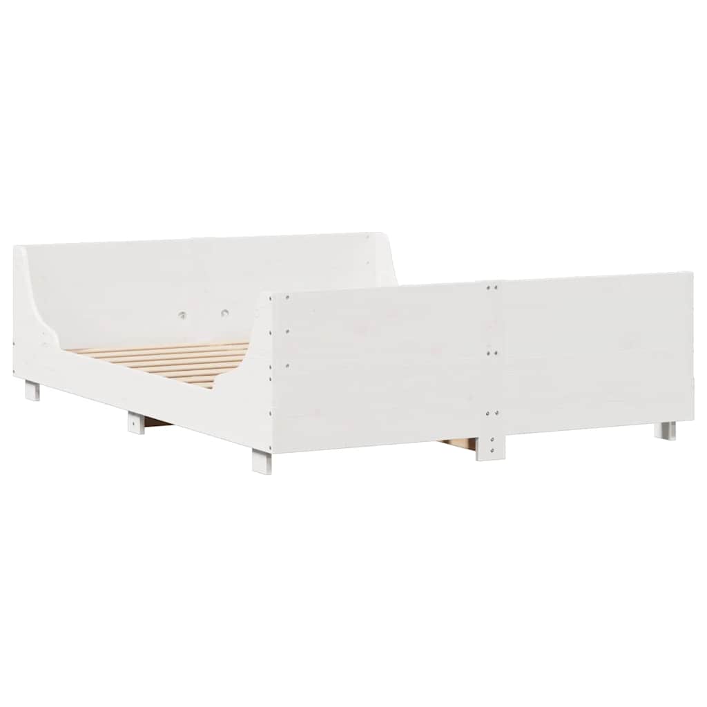 Krevet s regalom za knjige bez madraca bijeli 140x200cm od drva