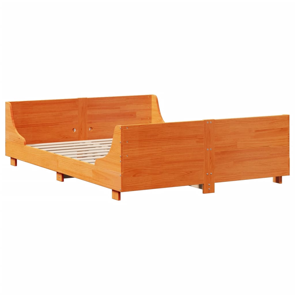 Krevet s regalom za knjige bez madraca 120x190 cm masivno drvo