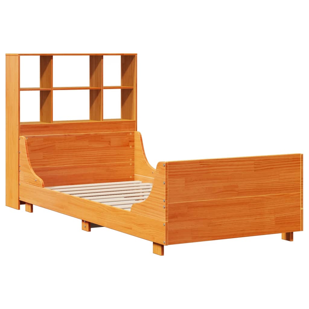 Krevet s regalom za knjige bez madraca 75 x 190 cm masivno drvo