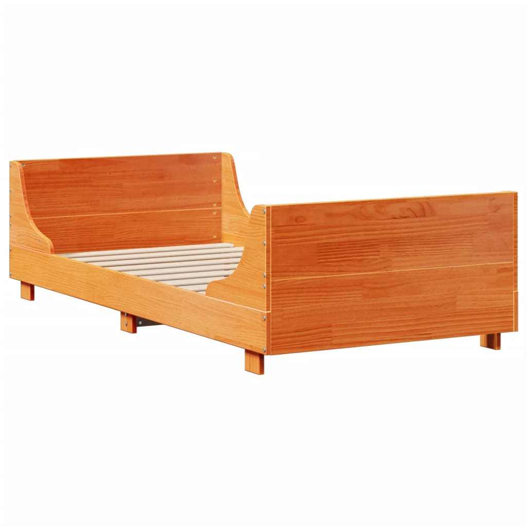 Krevet s regalom za knjige bez madraca 75 x 190 cm masivno drvo