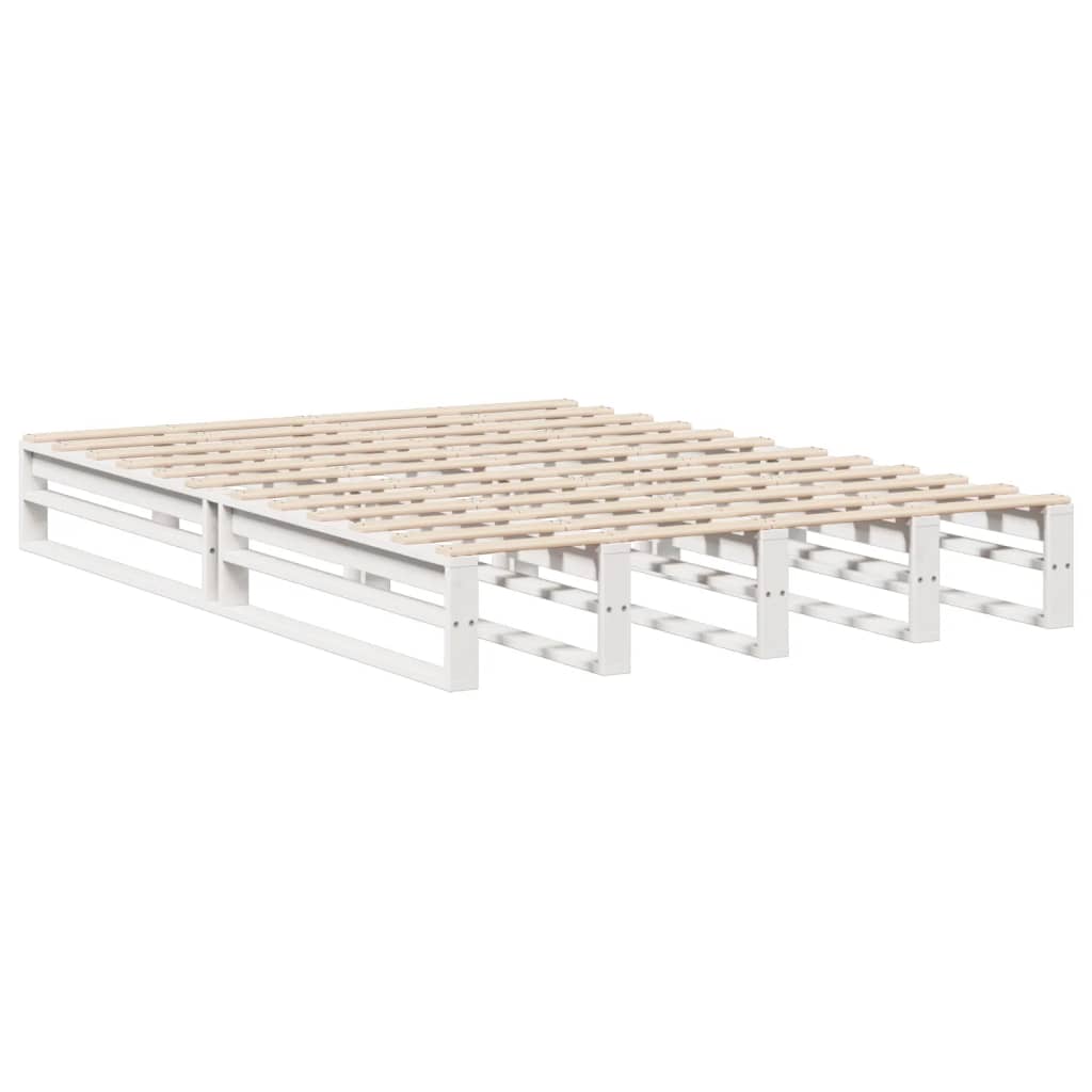 Krevet s regalom za knjige bez madraca bijeli 135x190cm od drva