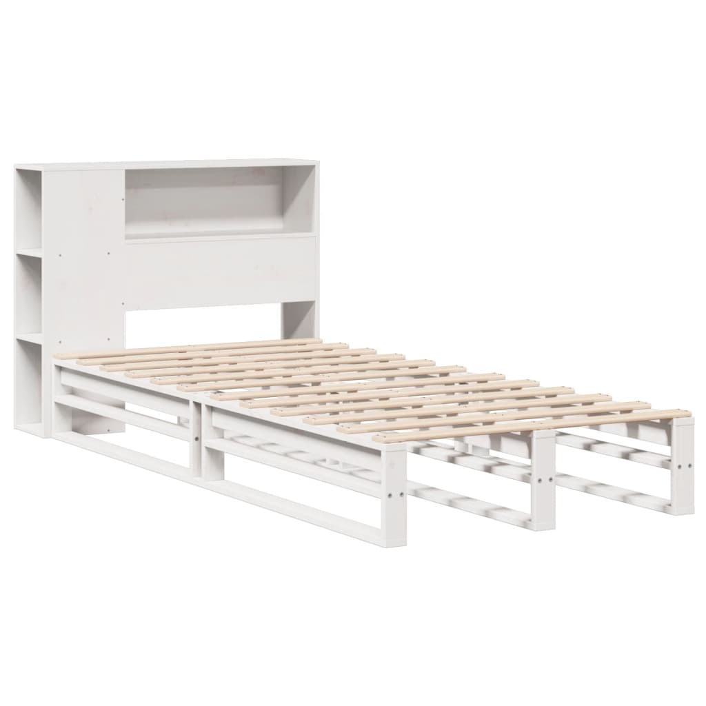 Krevet s regalom za knjige bez madraca bijeli 75x190 cm od drva
