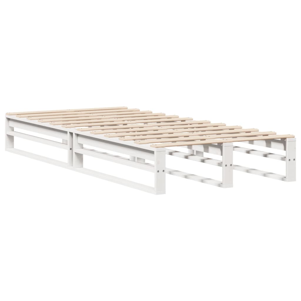 Krevet s regalom za knjige bez madraca bijeli 75x190 cm od drva