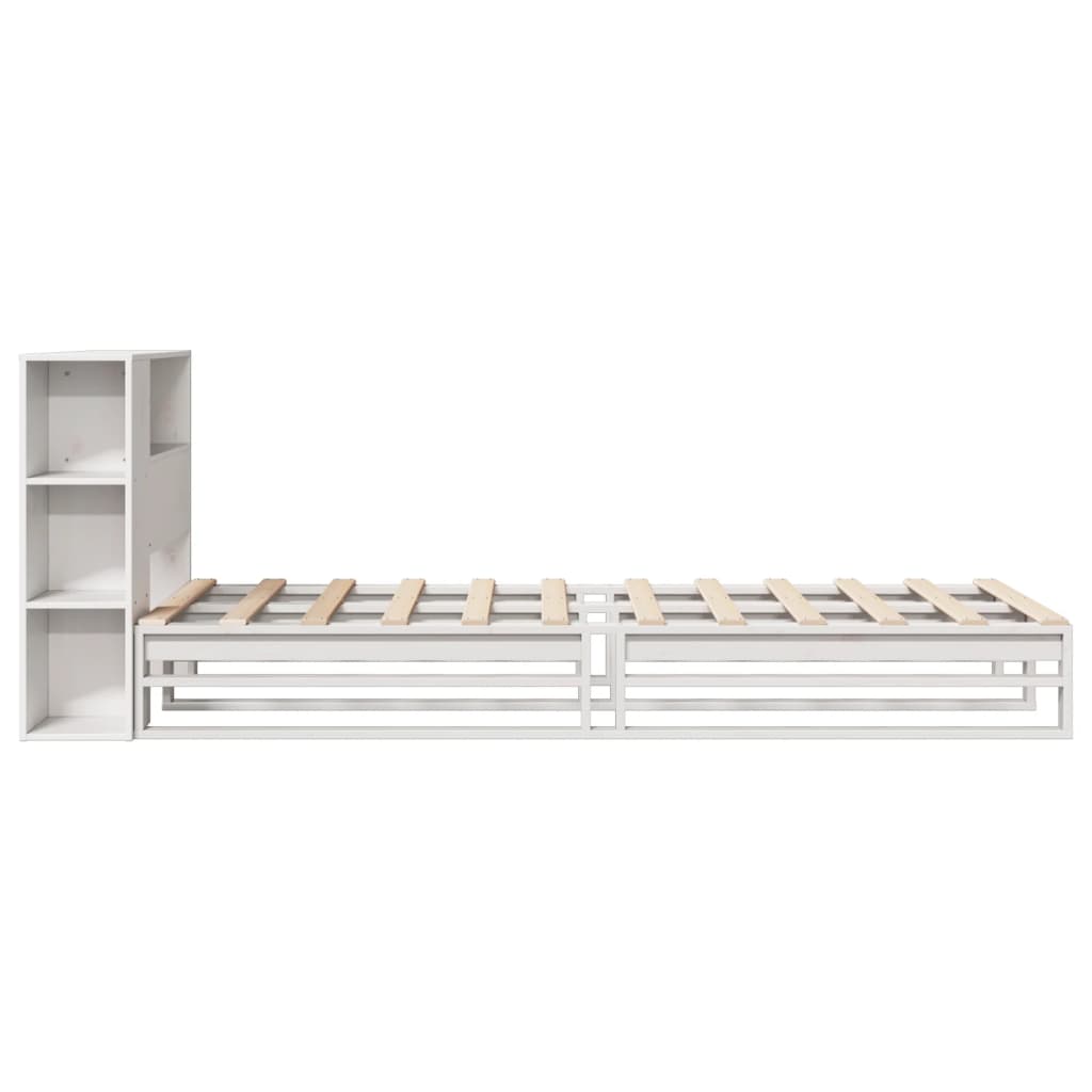 Krevet s regalom za knjige bez madraca bijeli 75x190 cm od drva