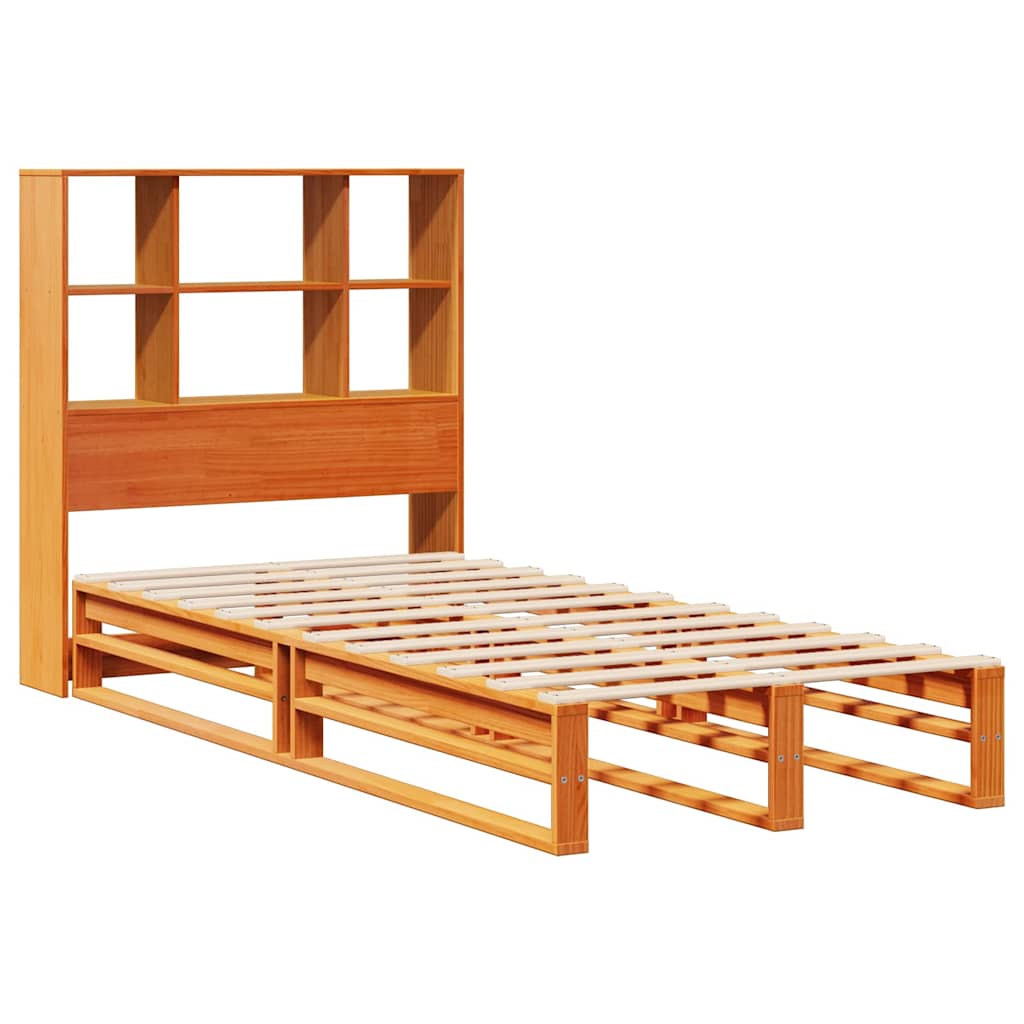Krevet s regalom za knjige bez madraca 100x200 cm masivno drvo