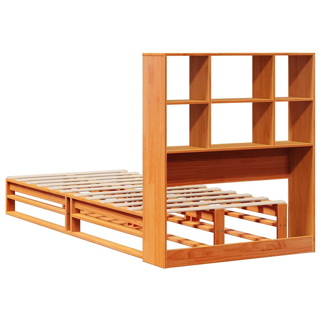 Krevet s regalom za knjige bez madraca 100x200 cm masivno drvo