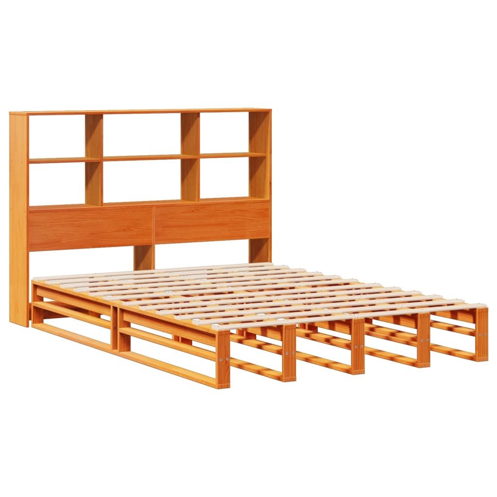 Krevet s regalom za knjige bez madraca 120x200 cm masivno drvo