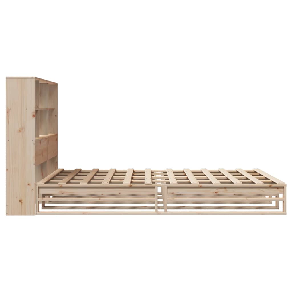 Krevet s regalom za knjige bez madraca 150x200 cm masivno drvo