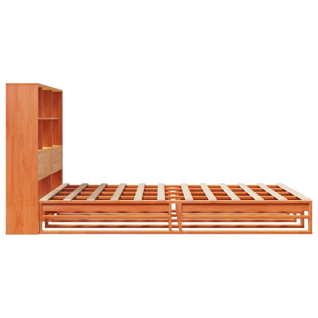 Krevet s regalom za knjige bez madraca 120x190 cm masivno drvo