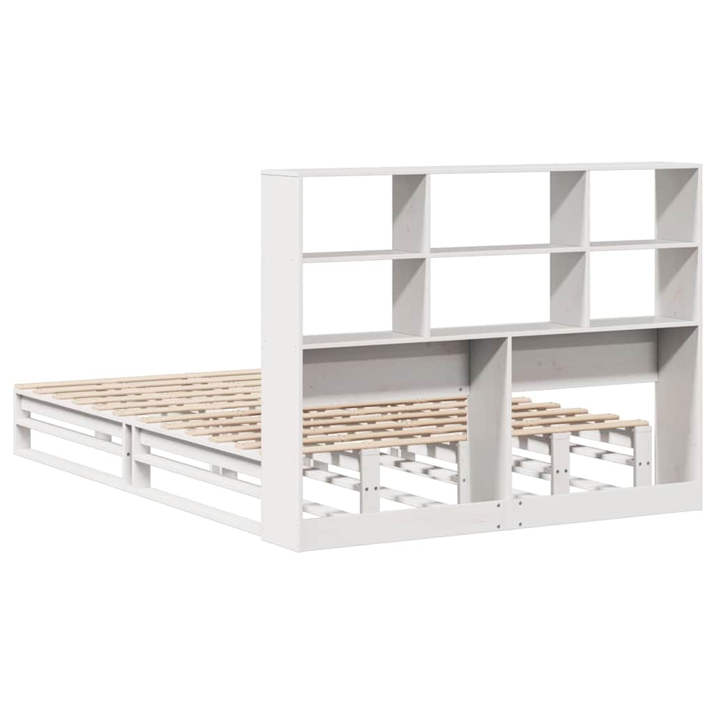 Krevet s regalom za knjige bez madraca bijeli 140x190cm od drva
