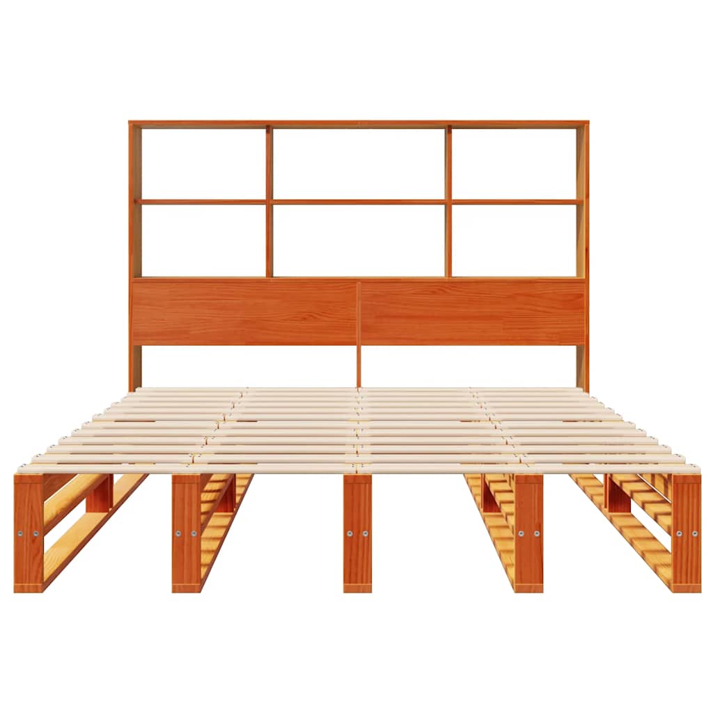 Krevet s regalom za knjige bez madraca 140x190 cm masivno drvo