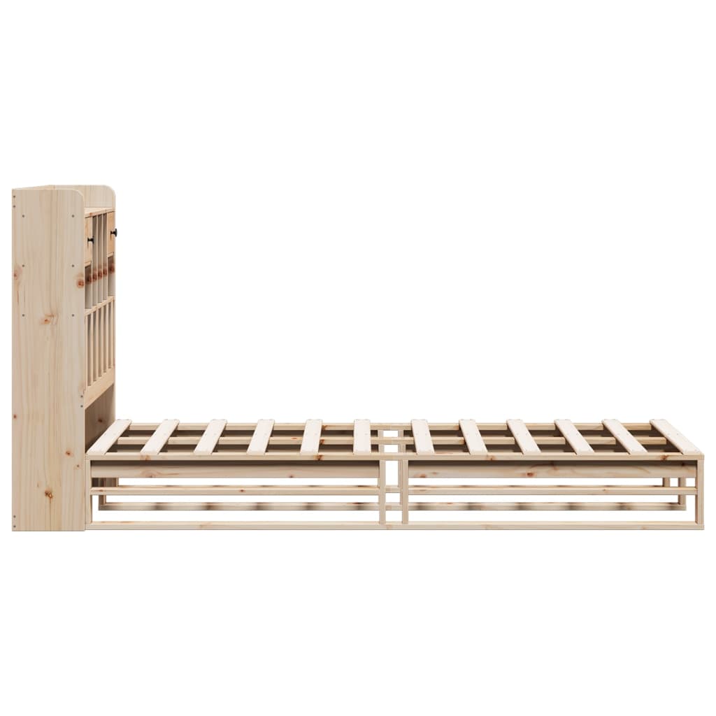 Krevet s regalom za knjige bez madraca 90x200 cm od borovine