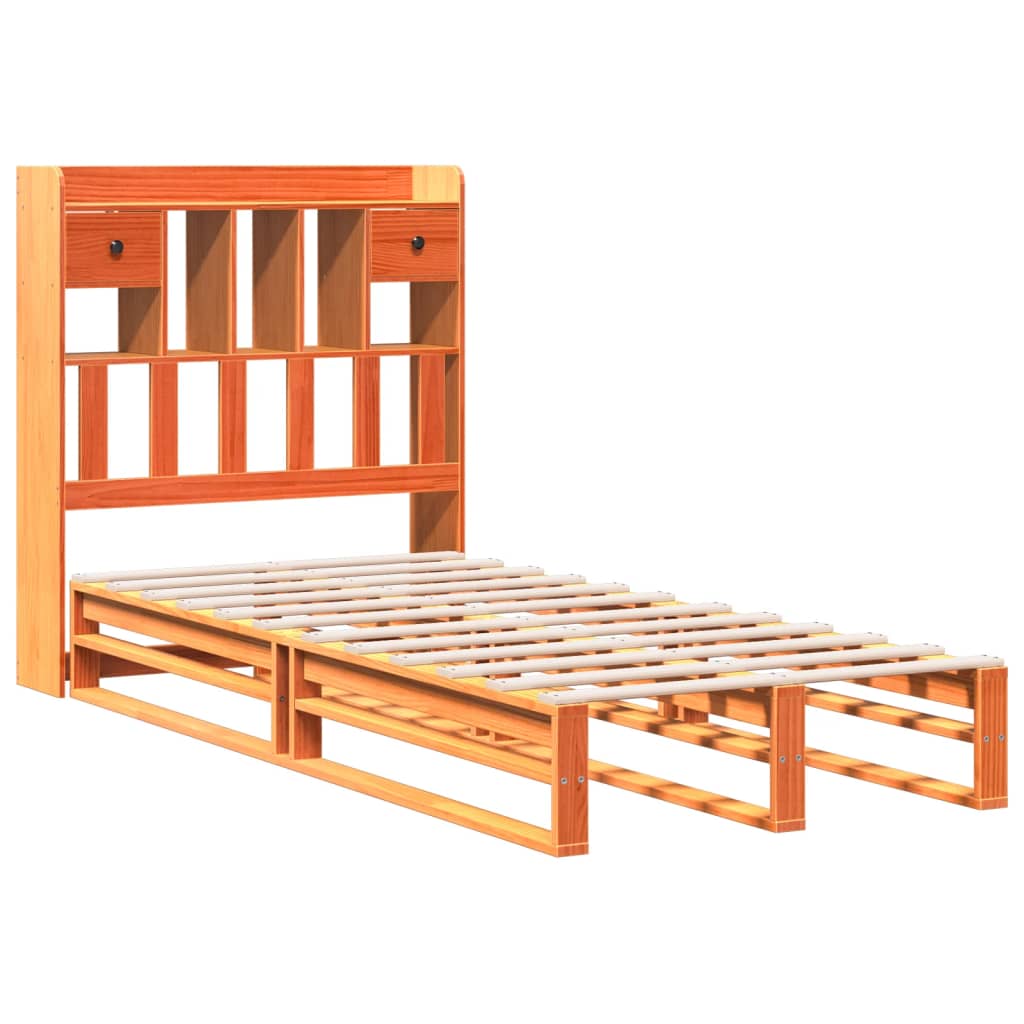 Krevet s regalom za knjige bez madraca 100 x 200 cm od borovine