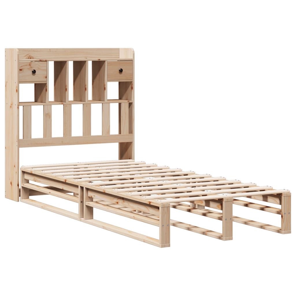 Krevet s regalom za knjige bez madraca 90x190 cm od borovine
