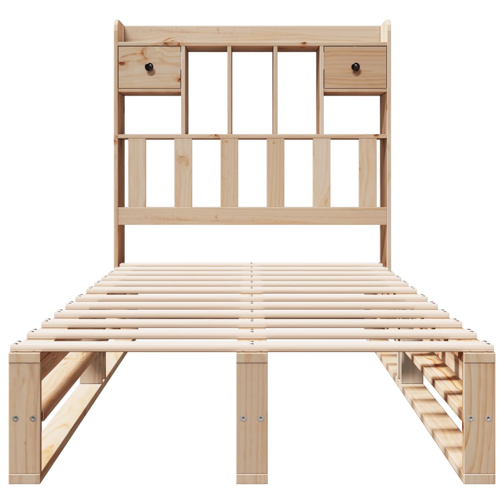 Krevet s regalom za knjige bez madraca 90x190 cm od borovine