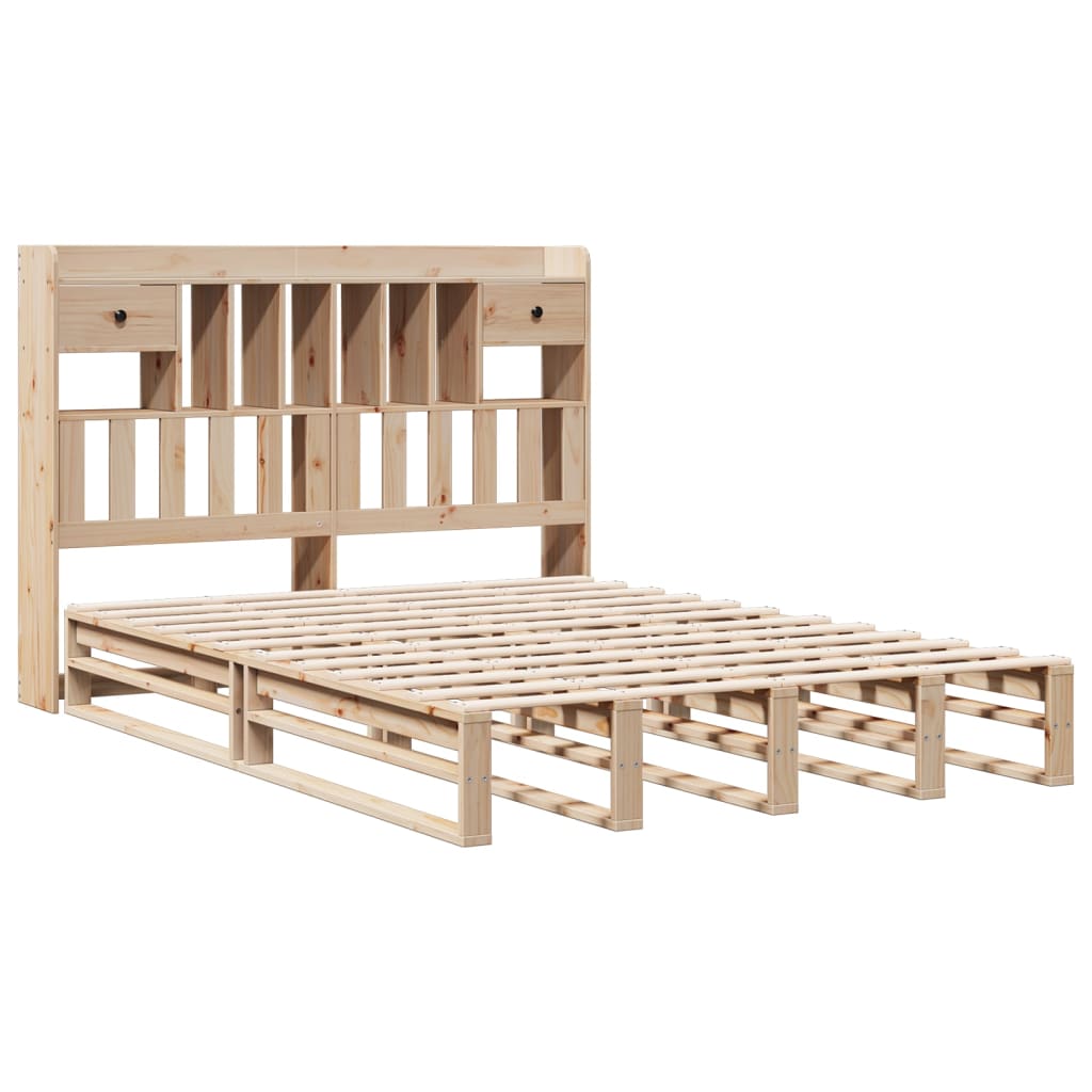 Krevet s regalom za knjige bez madraca 140x190 cm od borovine