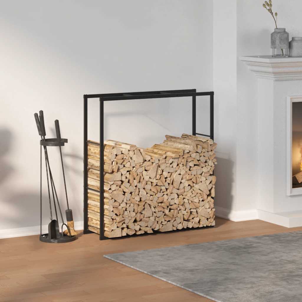 Stalak za drva crni 110x30x116 cm čelik