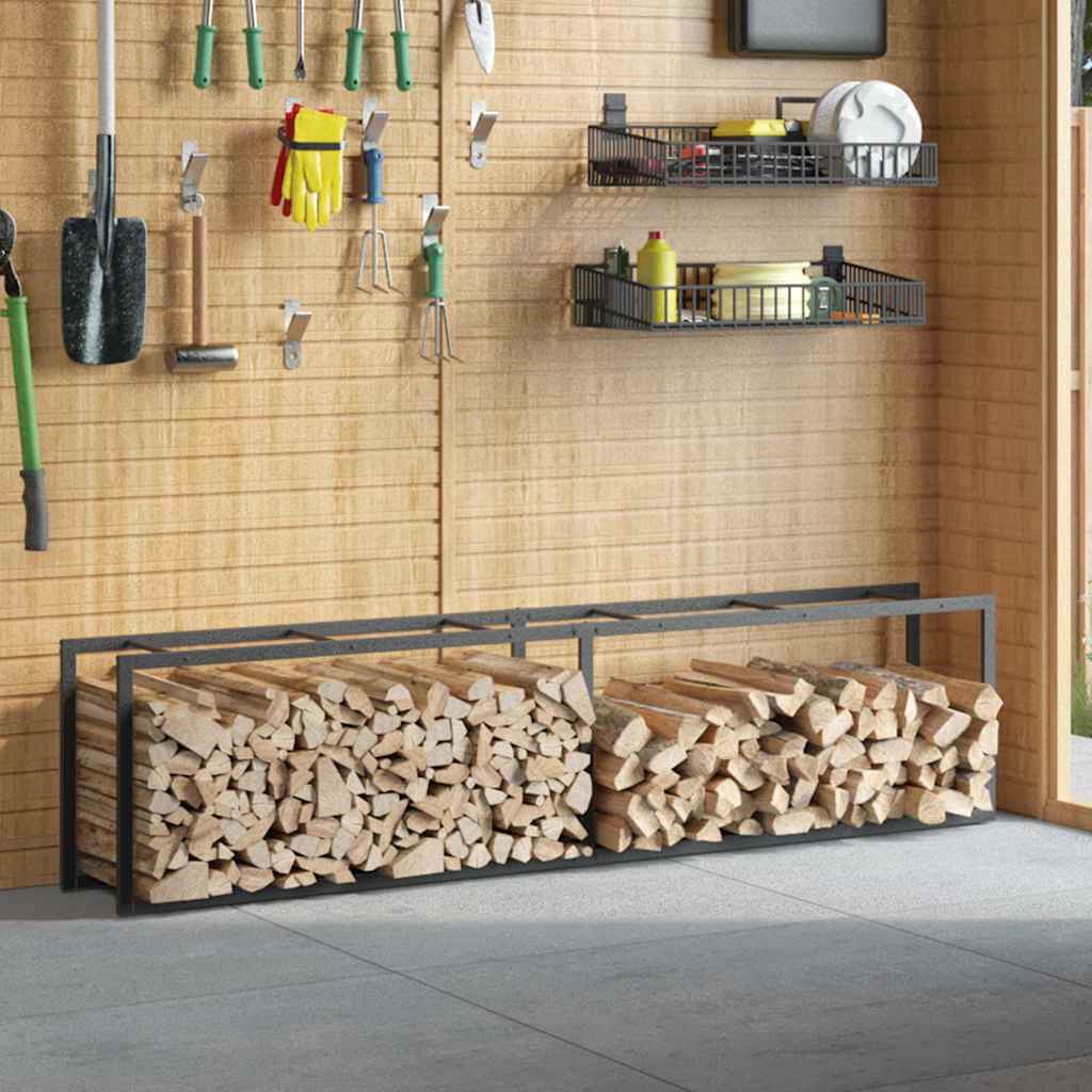 Stalak za drva crni 50x30x209 cm čelik