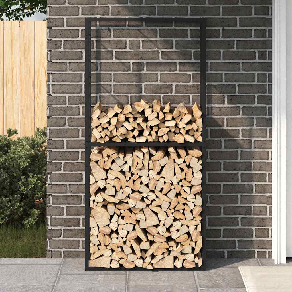 Stalak za drva crni 100x30x209 cm čelik