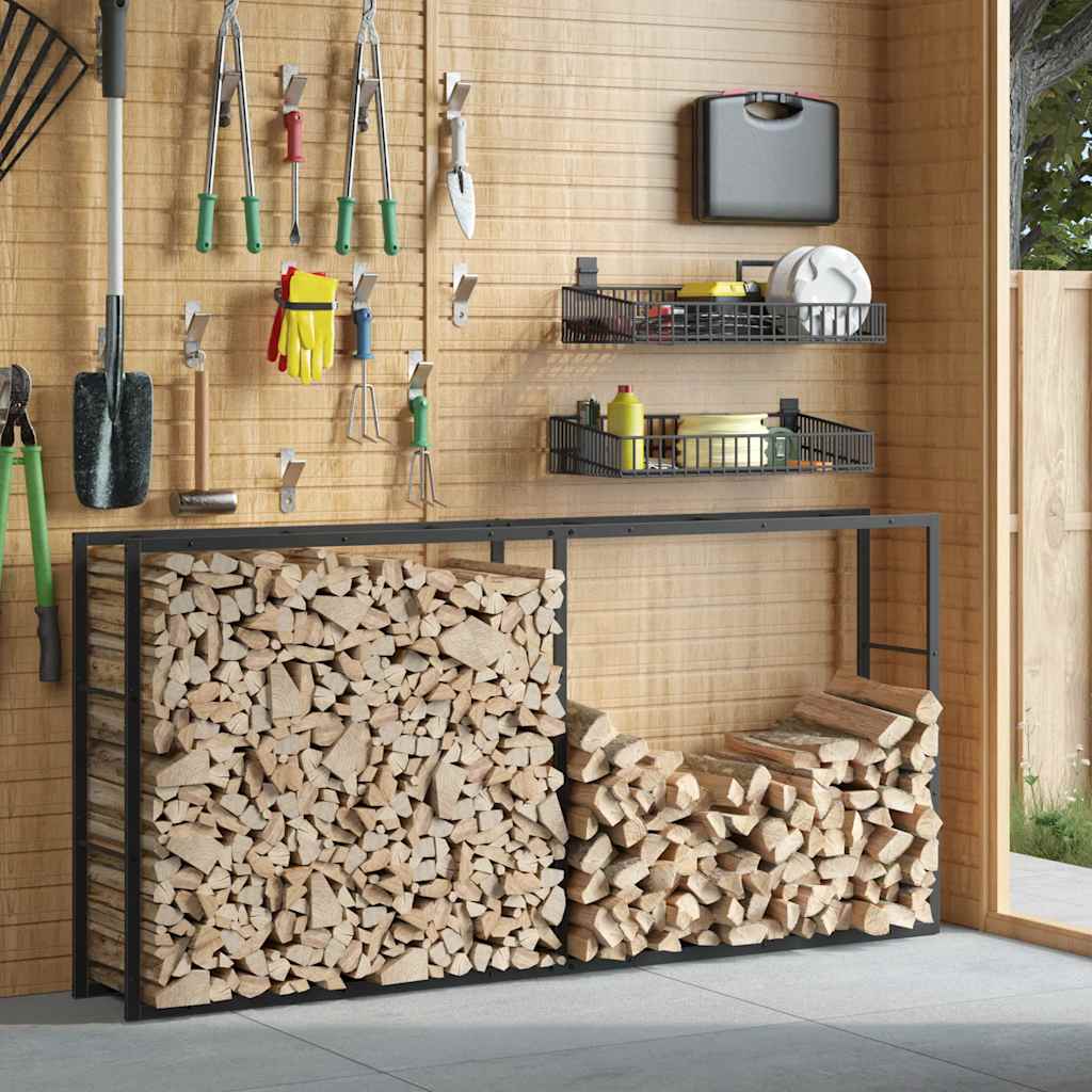 Stalak za drva crni 100x30x209 cm čelik