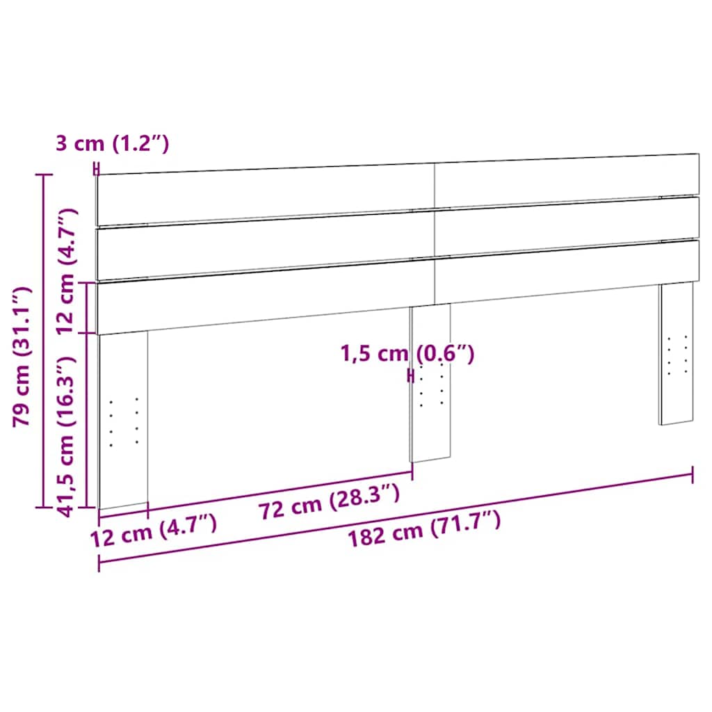 Uzglavlje 180 cm Masivno drvo Hrast