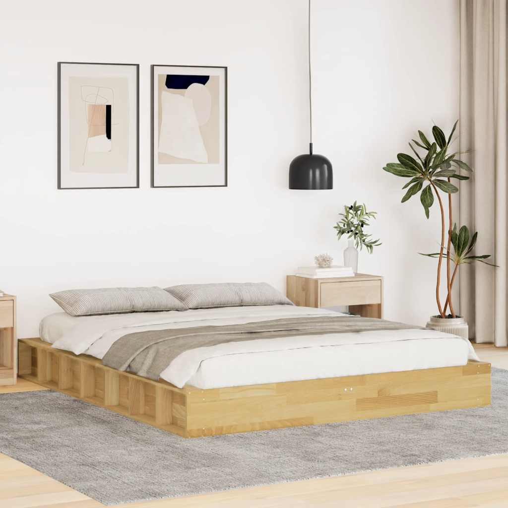 Okvir kreveta bez madraca 140x190 cm puno drvo hrast