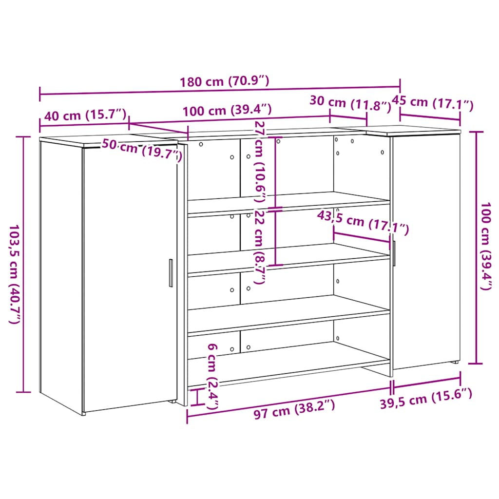Recepcijski stol Bijeli 180x50x103,5 cm Inženirsko drvo