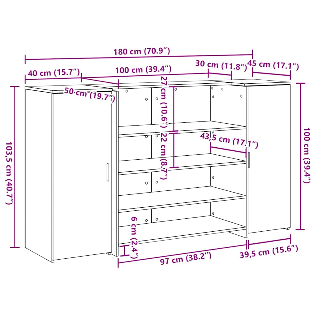 Recepcijski stol 180x50x103,5 cm od konstruiranog drva