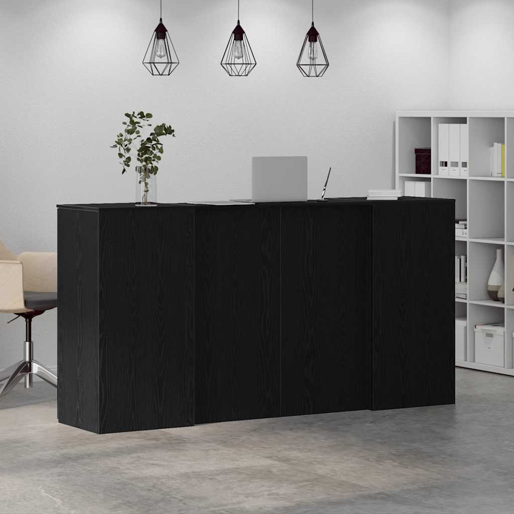 Recepcijski stol crni hrast 200x50x103,5 cm inženjerski drvo