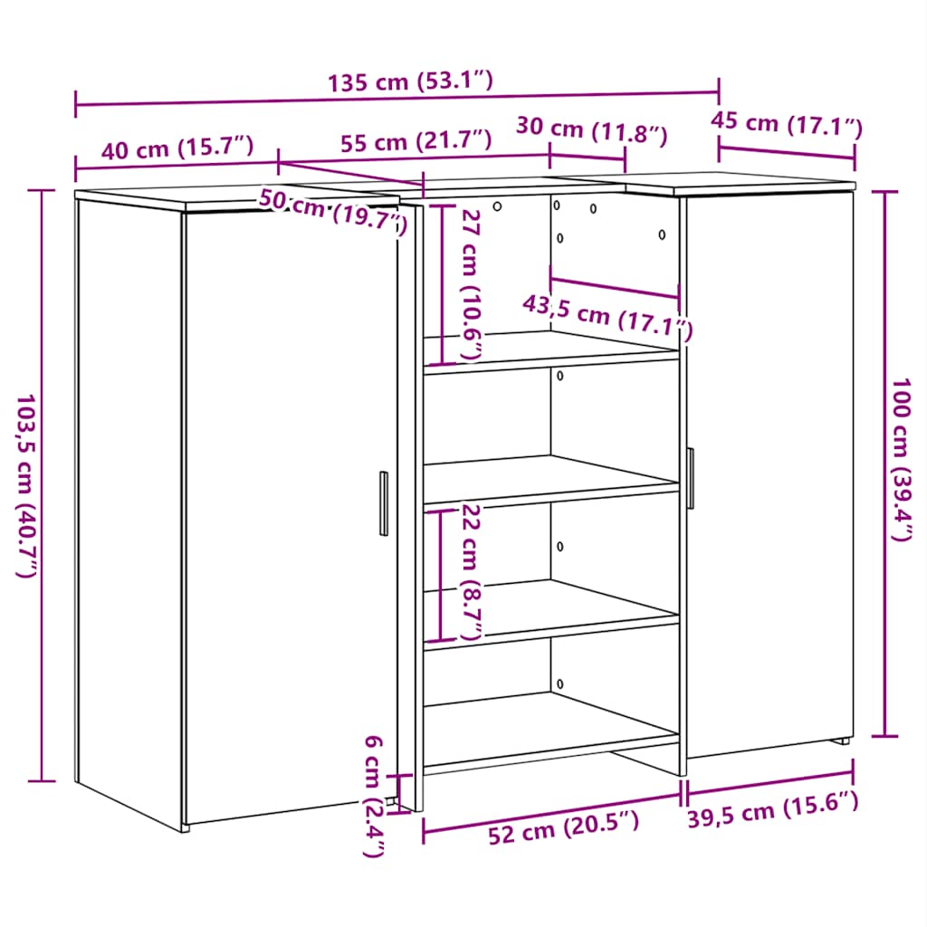 Recepcijski stol 135x50x103,5 cm konstruiranog drva