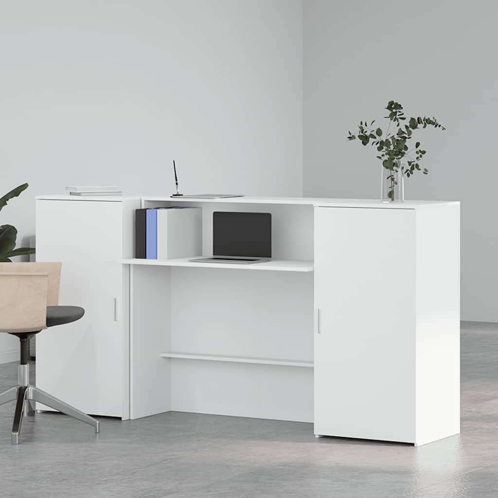 Recepcijski stol bijeli 200x50x103,5 cm od konstruiranog drva