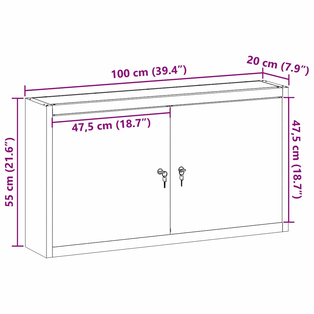 Ormar za alate s policom Crvena i siva 100 x 20 x 55 cm