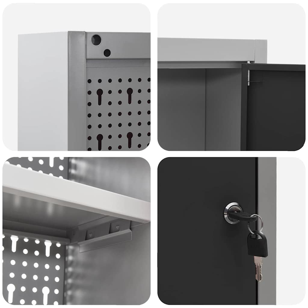 Ormar za alate s policom Crna i Siva 100 x 20 x 55 cm