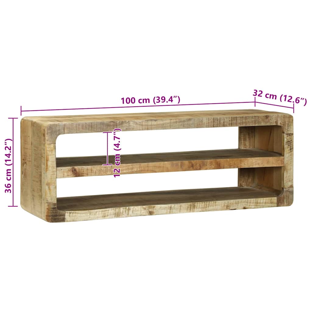TV ormar s policom Smeđa 100 x 32 x 36 cm Čvrsto drvo manga