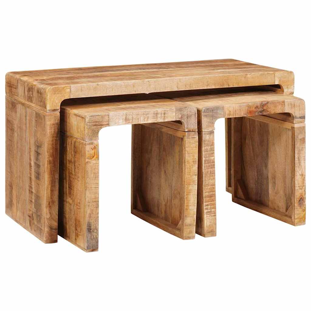 Stol za slaganje 3 pcs Smeđa Čvrsto drvo manga