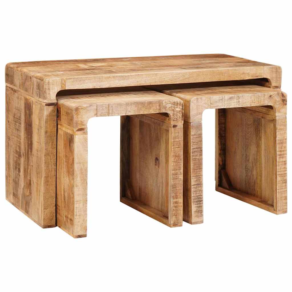 Stol za slaganje 3 pcs Smeđa Čvrsto drvo manga