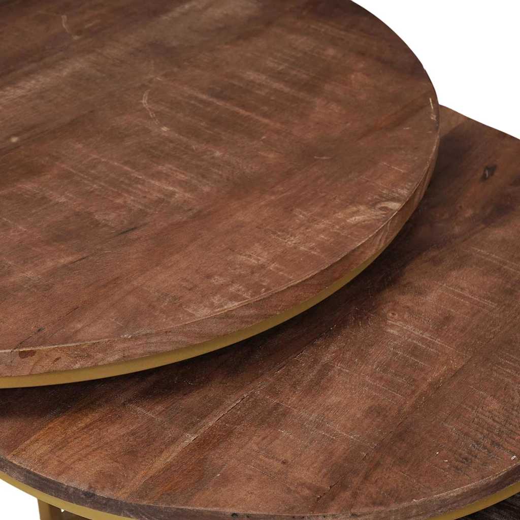 Stolovi za kavu na sklapanje 3 pcs Masivno drvo manga i čelik