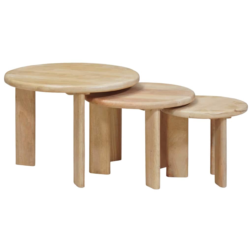 Stolovi za kavu na sklapanje 3 pcs Crna Čvrsto drvo manga