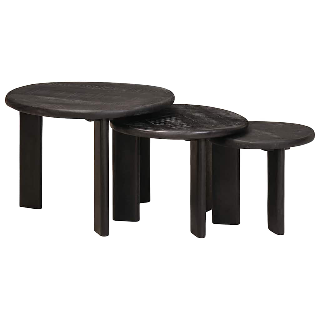 Stolovi za kavu na sklapanje 3 pcs Bijelo Čvrsto drvo manga