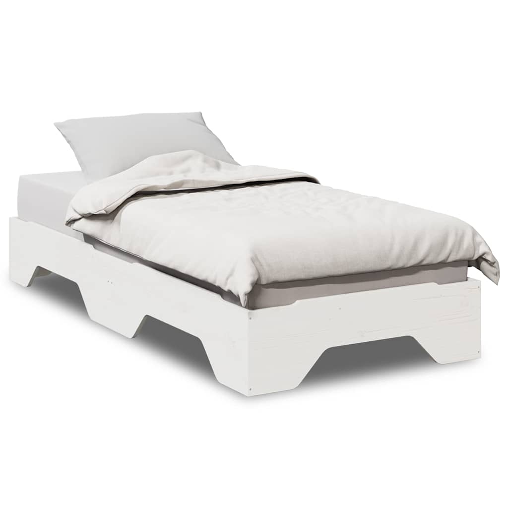 Okvir kreveta bez madraca slaganje bijeli 75x190 cm puno drvo