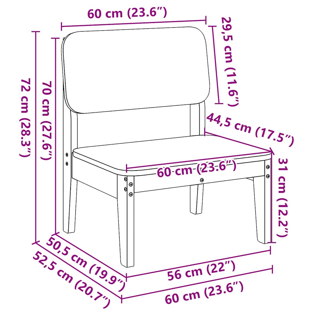 Vrtna stolica bijela 60x52,5x72 cm od masivne borovine