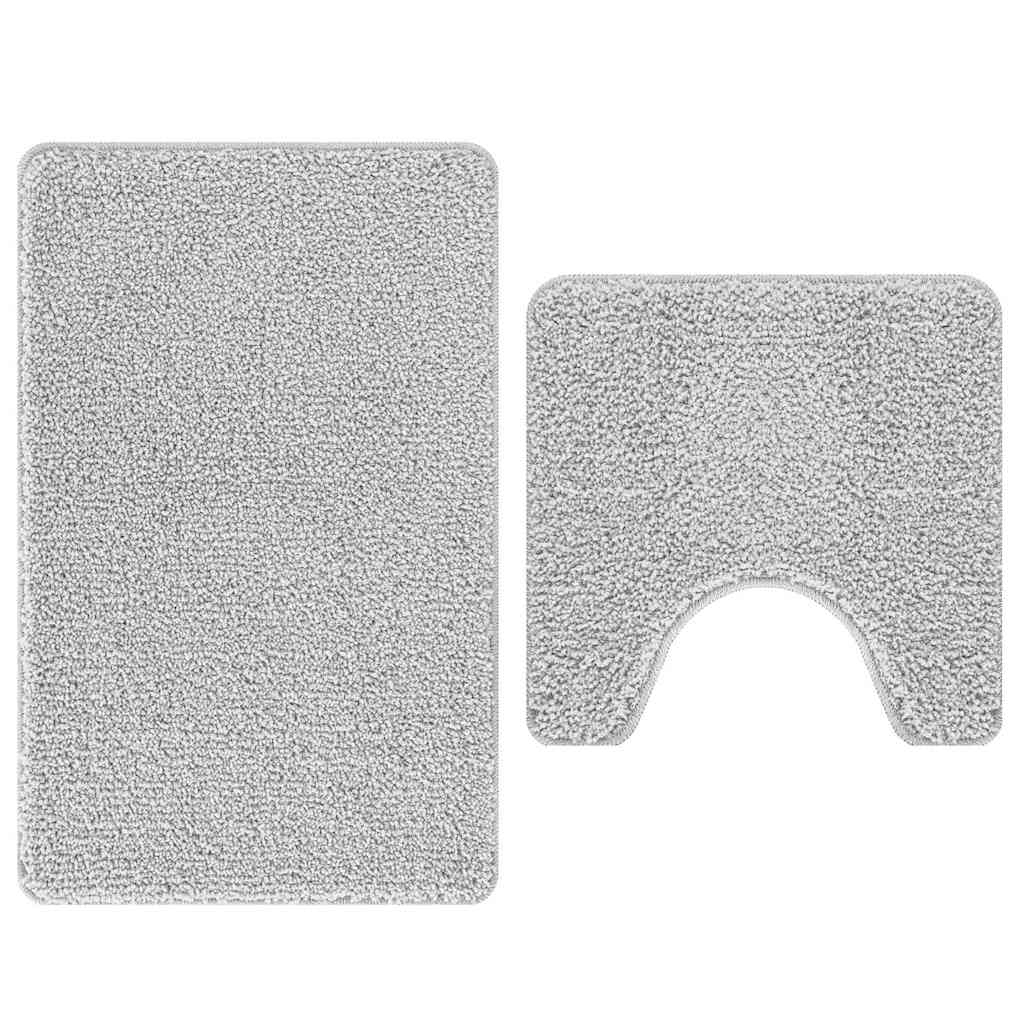 Set prostirki za kupatilo s protukliznom podlogom 2 pcs Siva PP