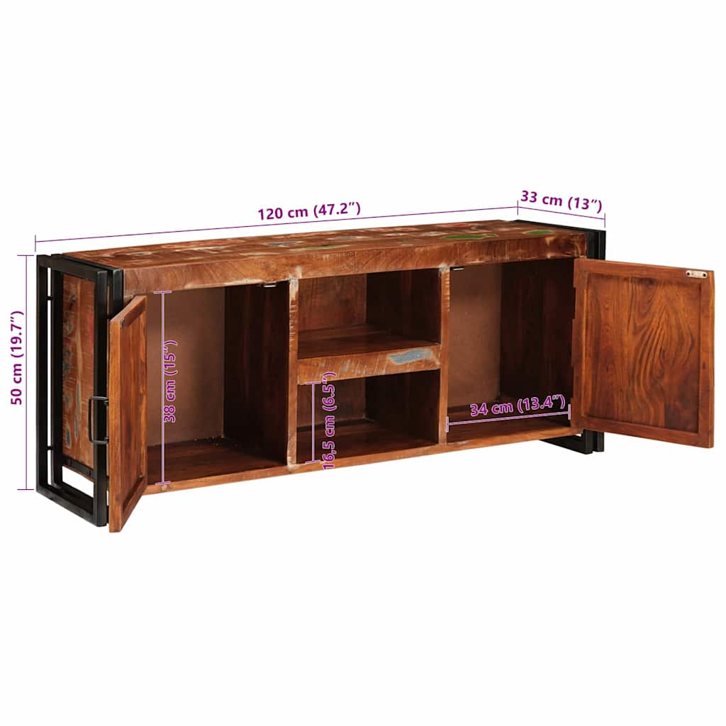 TV ormar Šareni 120 x 33 x 50 cm masivno obnovljeno drvo