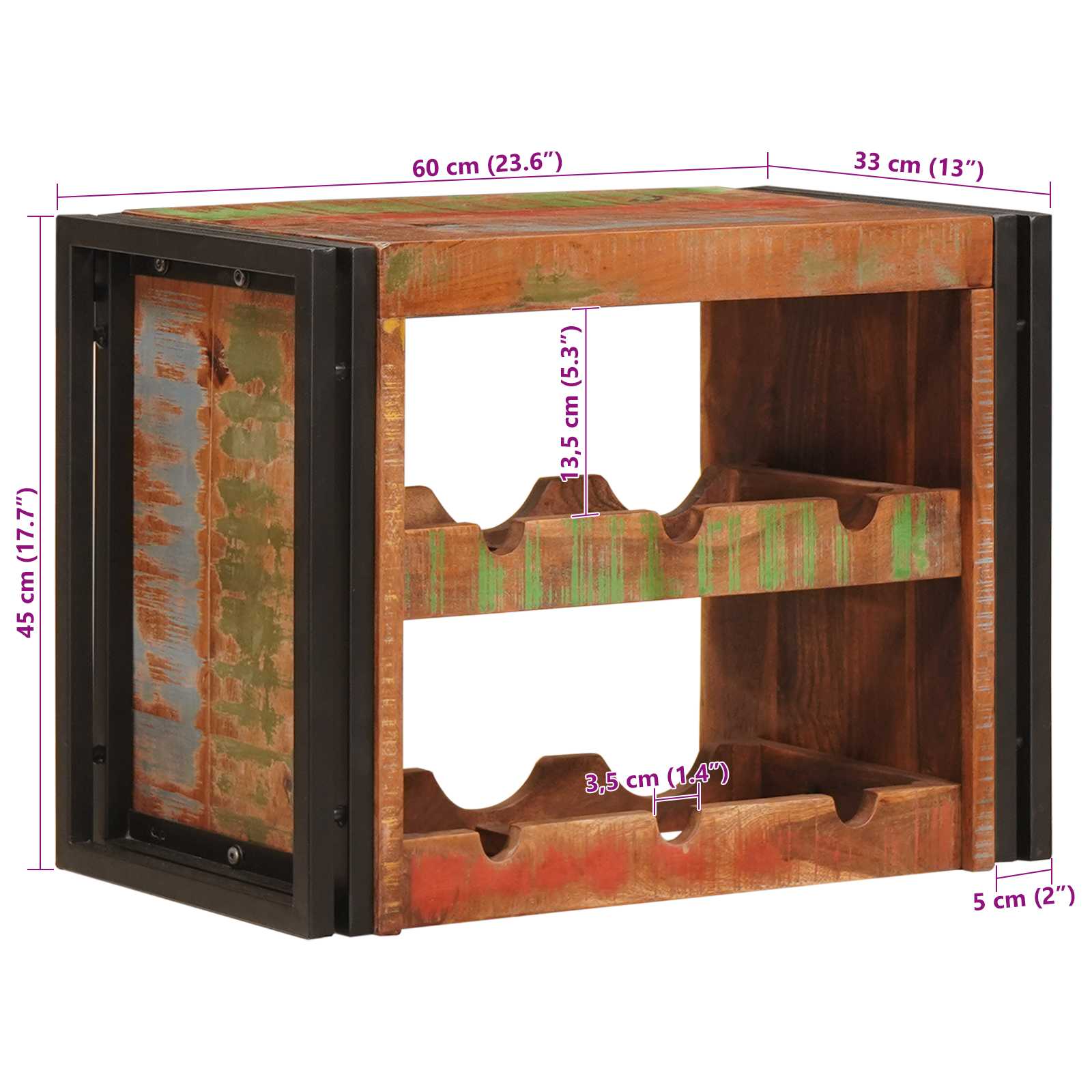 Stalak za vino Smeđa 60 x 45 x 33 cm Čvrsto reciklirano drvo