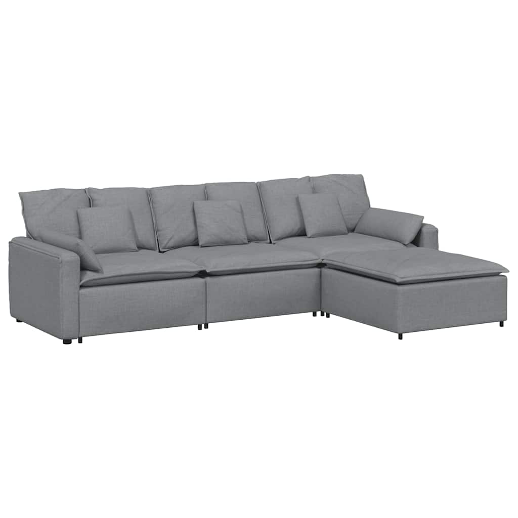 Modularna sofa s tabureom i jastucima svijetlo siva