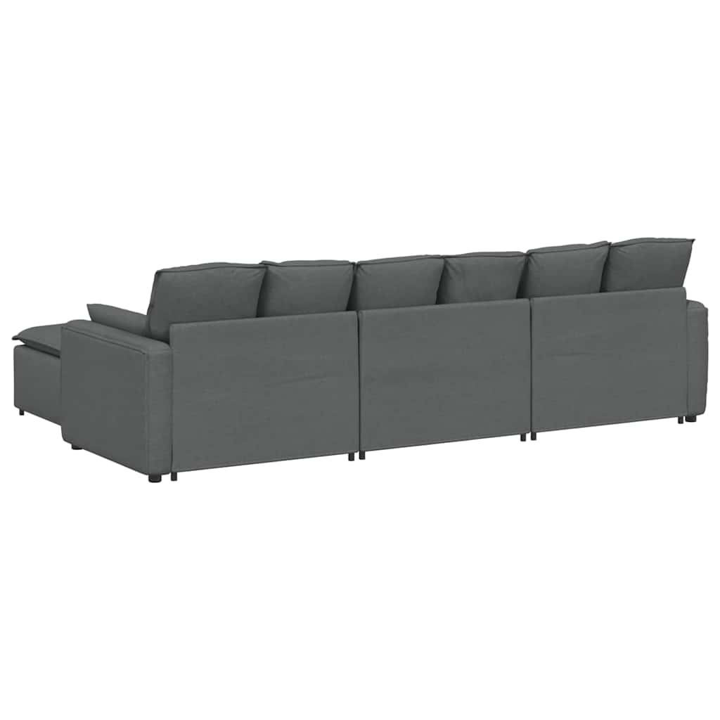 Modularna sofa s podnožjem i jastucima tamno siva