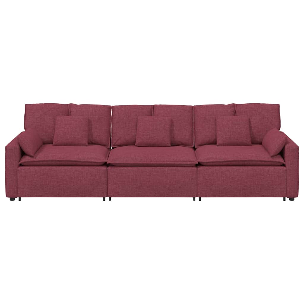 Modularna sofa s jastucima, vinsko crvena