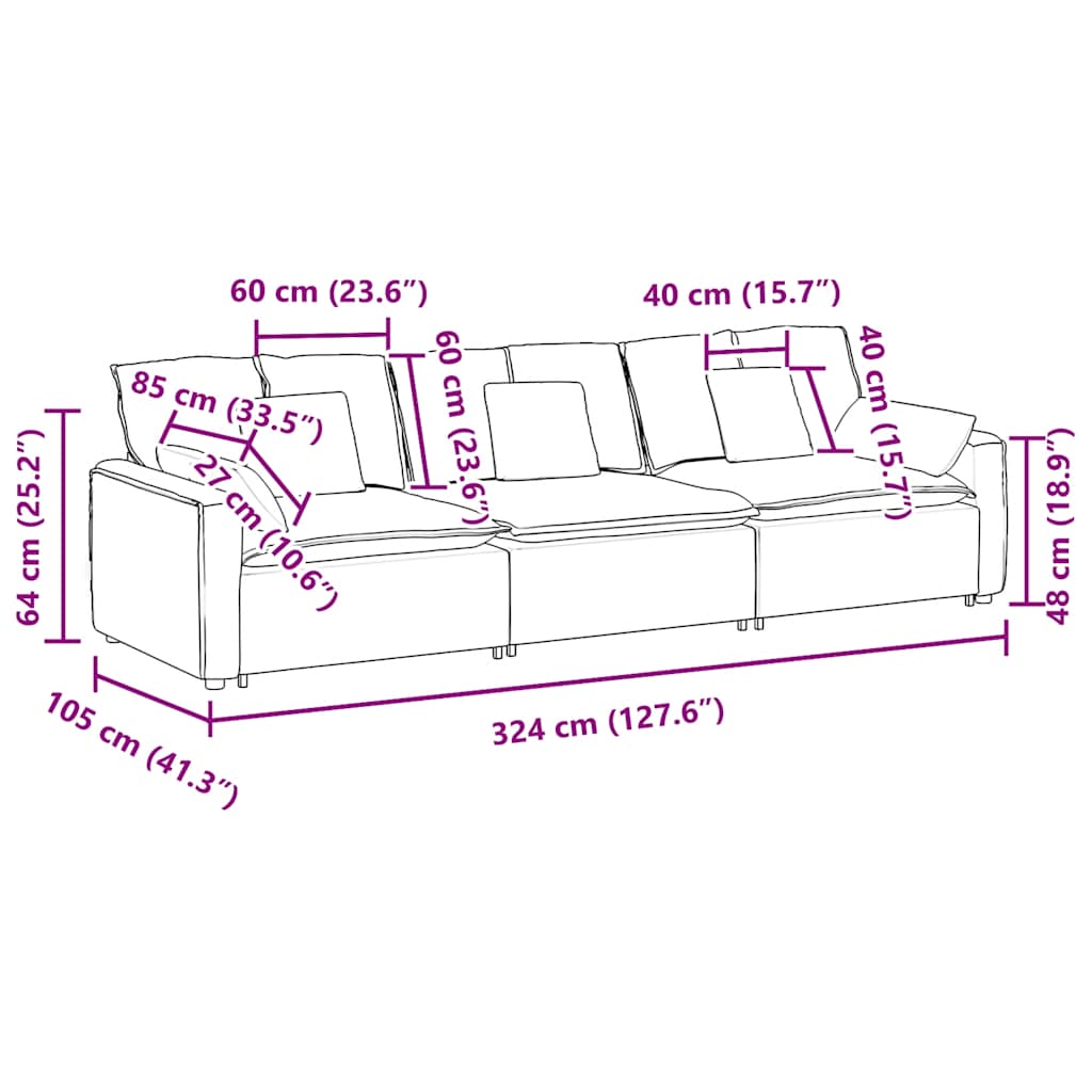 Modularna sofa s jastucima, vinsko crvena